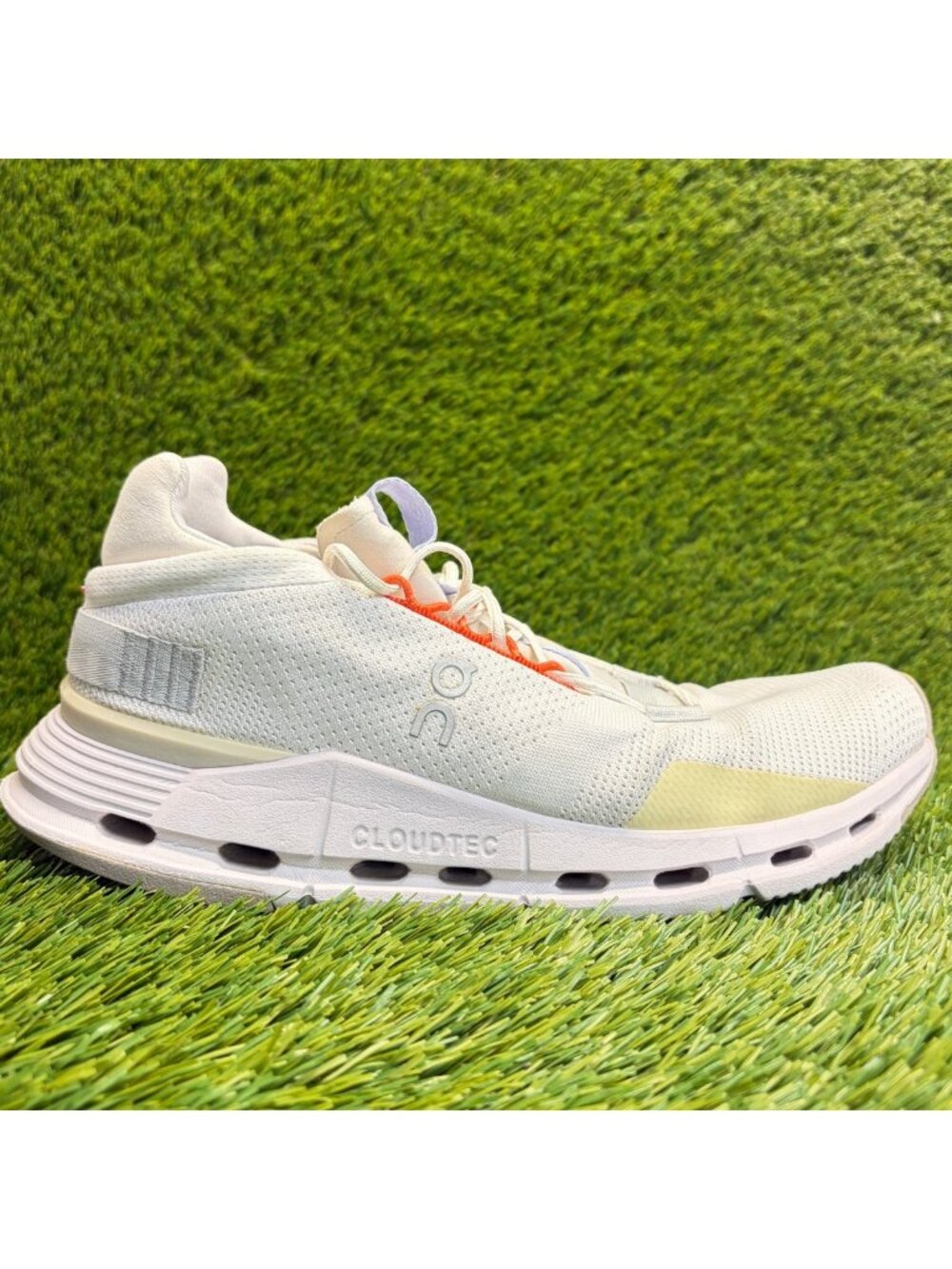 On Cloudnova Womens Size 10 White Orange Athletic Running Walking Shoes Sneakers